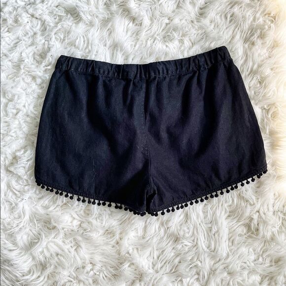 J.Crew Factory black Linen Cotton drawstring Pom Pom Shorts - Picture 4 of 5